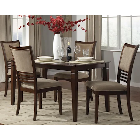 5 Piece Rectangular Table and Upholstered Chairs Set